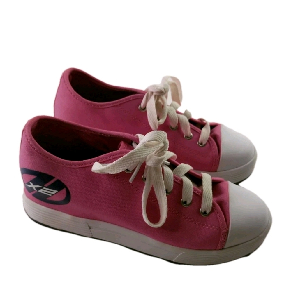 Heelys X2 Roller Pink Canvas Skate Sneakers Size 6